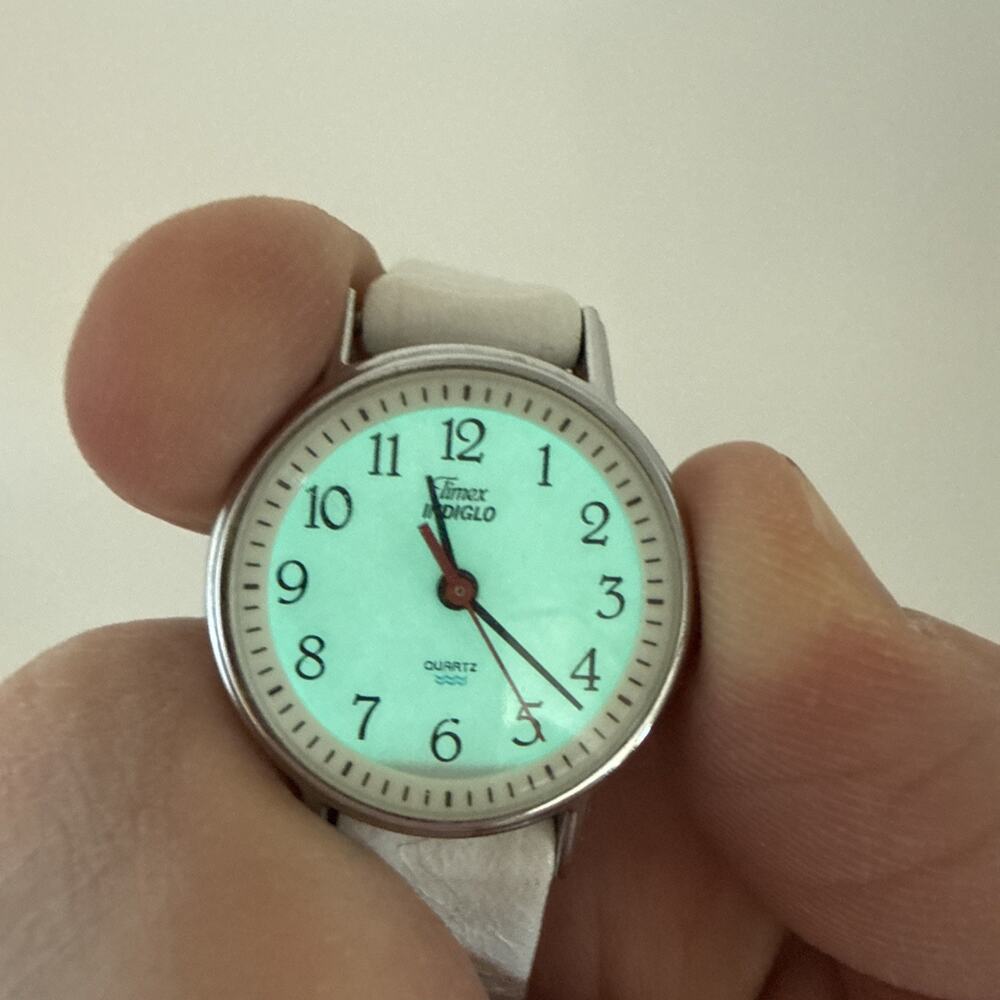 Timex Ladies Quartz Watch White Band, Water Resistant Indiglo